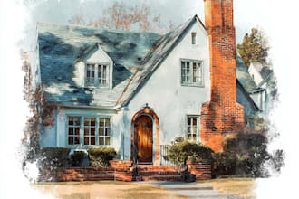 paint watercolor house portrait