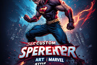 draw marvel style comic book superhero or villain character