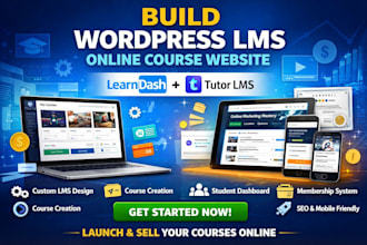 build wordpress ims elearning online course website with learndash tutor