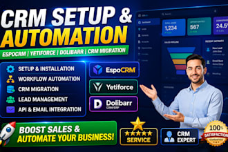 setup automate espocrm yetiforce dolibarr crm and crm migration expert