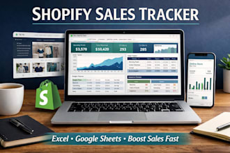 create shopify sales tracker execel dashboard google sheets kpi