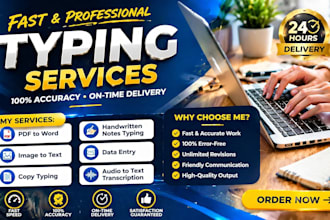 do fast typing and audio to text transcription in english with in 24 hours