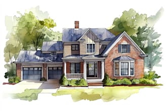 do an watercolor house portrait