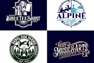 do top quality hand drawn vintage illustration retro logo design