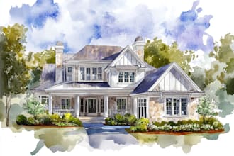 paint watercolor house portrait