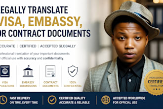 legally translate visa embassy or contract documents