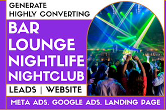 generate bar, nightclub, lounge, nightlife venue leads and build website