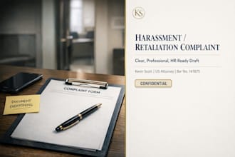draft your workplace harassment or retaliation complaint