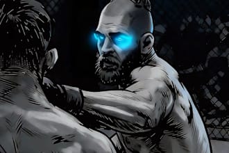 create neo noir MMA, ufc fighter illustrations