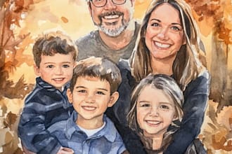 create a watercolor family portrait