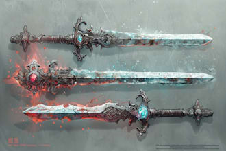 design stunning weapon concept art for games and projects