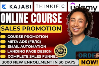 do kajabi online course promotion udemy thinkific course marketing sales funnel