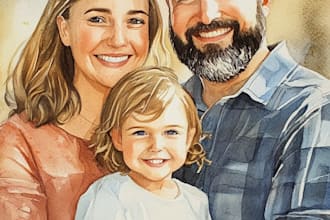 custom watercolor family portrait