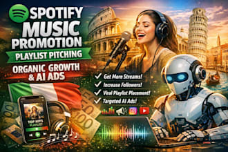 do spotify music promotion, playlist pitching, organic growth and ai ads italy