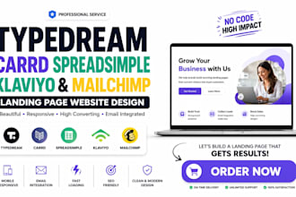 design typedesk pages card spreadsimple klaviyo mailchimp landing page website