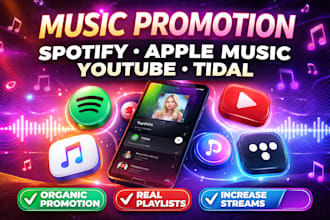 do spotify music promotion apple music playlist youtube tidal, music marketing