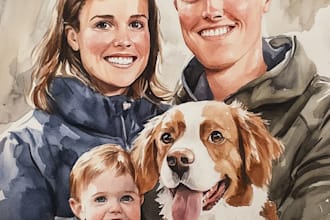 make watercolor family portrait