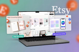 design etsy digital products and setup etsy shop SEO