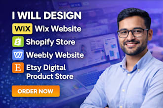 design wix website, shopify store, weebly website, etsy digital product store