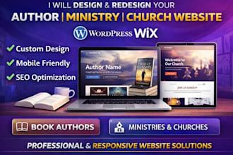 design book author website redesign ministry church website on wordpress or wix