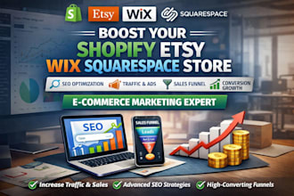 do shopify etsy wix printify promotion seo sales funnel ecommerce marketing
