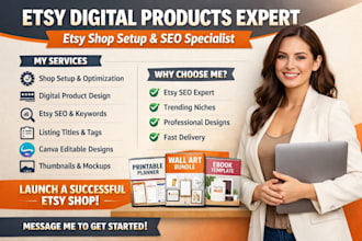 design etsy digital products etsy shop setup etsy SEO listing