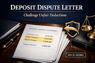draft a UK tenant deposit dispute letter as a UK solicitor