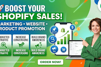 do shopify store marketing, website and product promotion