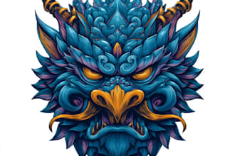 design mythical beasts, monsters, fantasy logo or illustrations