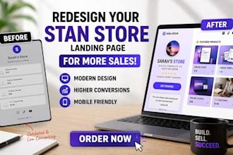 design redesign stan store landing page look modern increase conversions sales