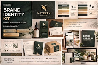 create modern wellness and supplement, food brand identity kit
