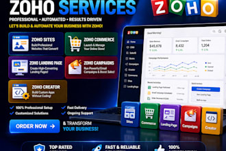 setup zoho sites, zoho commerce, zoho landing page, zoho campaigns, zoho creator