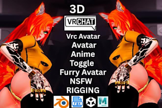 create custom vrchat avatars, vtuber models, furry, anime 3d characters