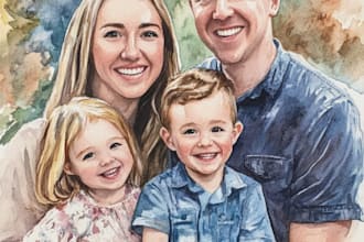 create a watercolor family portrait