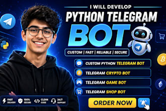 create python telegram bot, telegram crypto bot, game, telegram shop bot