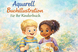 aquarell buchillustration, kindergeschichte, illustration für ein kinderbuch