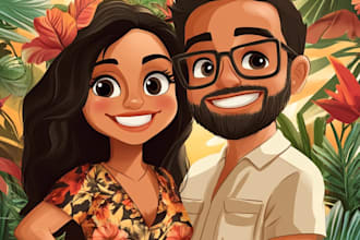 do couple caricature illustration for you