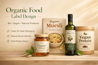 do organic food label and eco packaging design for modern clean brands