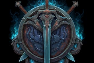 design a fantasy, rpg, sci fi, steam animated game logo