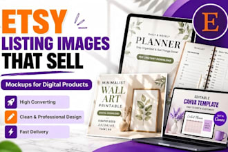 design etsy mockups and listing images for digital products