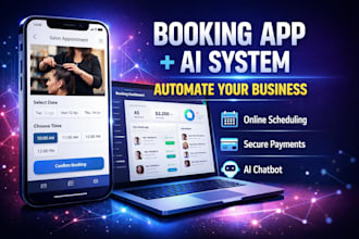 build custom booking website or app for business with payment, calendar and auto