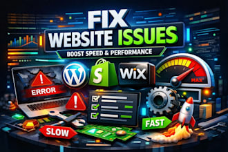 fix bugs wordpress shopify wix website troubleshooting speed errors issues