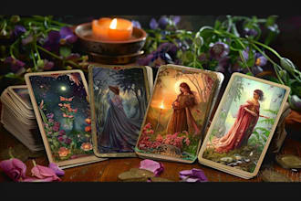 design tarot cards, oracle cards, and card illustrations