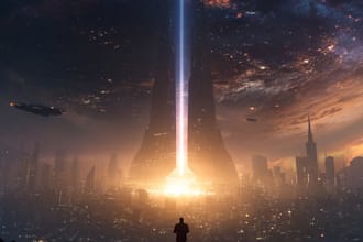 design a sci fi fantasy book cover design that sells