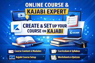 create online course content, kajabi course setup and elearning modules