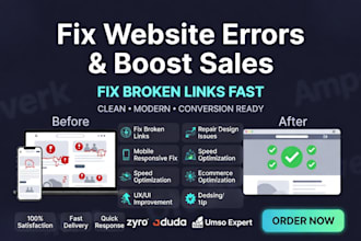 fix broken links design issues on zyro duda tilda umso ecommerce website