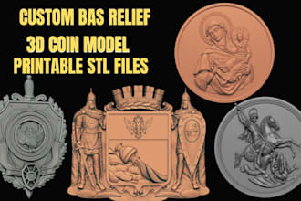 sculpt 3d coin model, bas relief medallion, pendant, cnc , stl for 3d printing