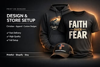 design print on demand custom christian t shirt hoodie pet hats printful design
