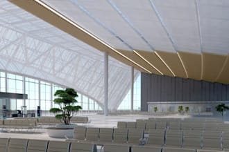 do 3d airport interior design, terminal interior, airport layout, arrival halls