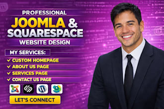 design joomla squarespace website with homepage about us services and contact us